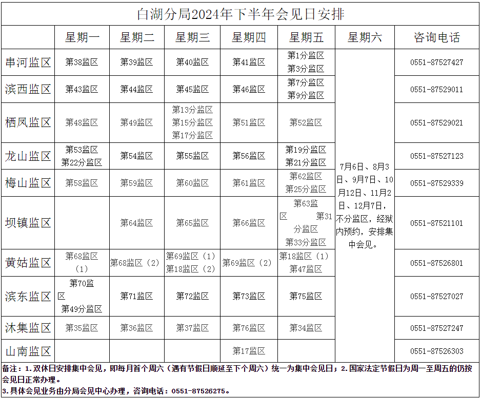 图片[2]-2024年下半年安徽各监狱会见日安排，监狱寄信地址，监狱联系电话，家属们赶紧收藏！-家书速递|在线寄信|网上寄信|寄信软件|监狱寄信|看守所寄信