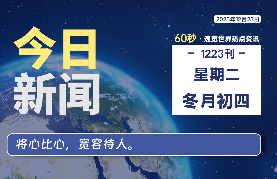 12月23日，星期二, 每天60秒读懂全世界！-家书速递|在线寄信|网上寄信|寄信软件|监狱寄信|看守所寄信